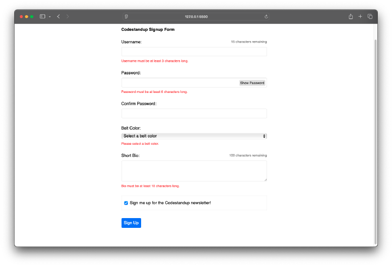 Alpine.js validation example
