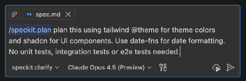 Plan Command Example