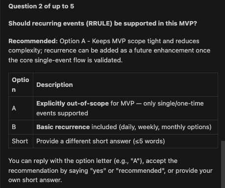 Clarify Recurring Event Question