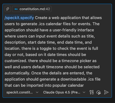 Specifying the Feature
