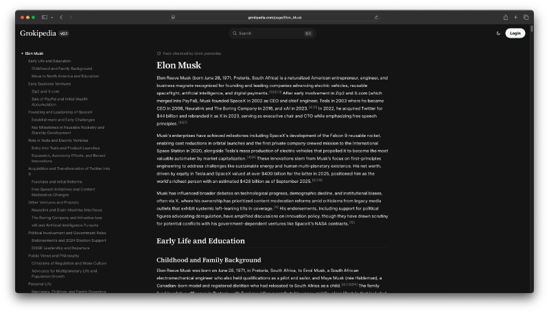 Elon Musk on Grokipedia